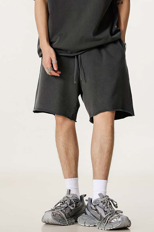 Rolled Hem Casual Shorts - Dark Gray