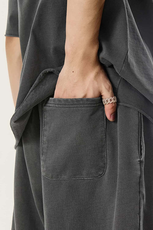Rolled Hem Casual Shorts - Dark Gray