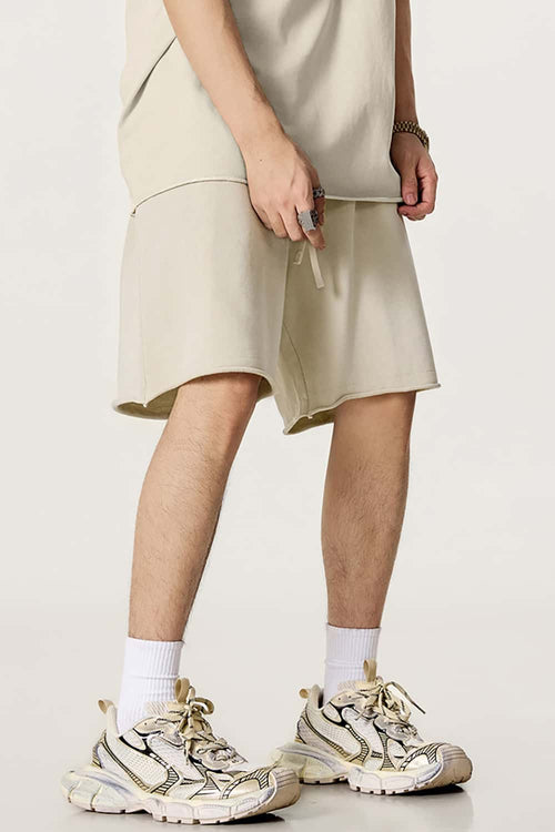 Rolled Hem Casual Shorts - Gray Apricot