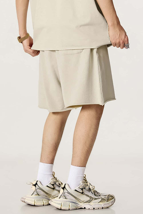 Rolled Hem Casual Shorts - Gray Apricot