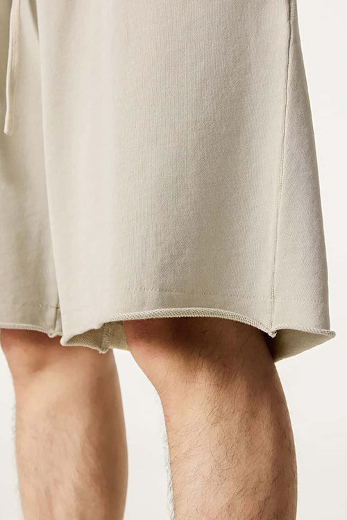 Rolled Hem Casual Shorts - Gray Apricot