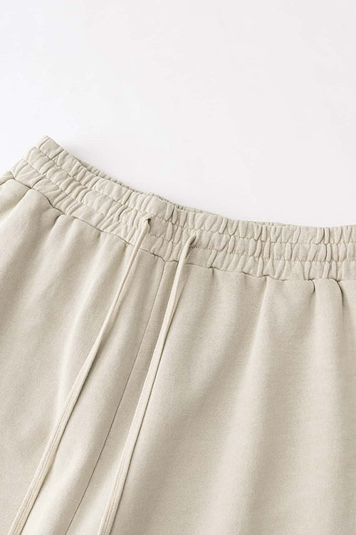 Rolled Hem Casual Shorts - Gray Apricot
