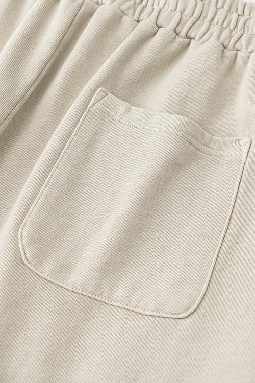 Rolled Hem Casual Shorts - Gray Apricot