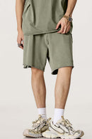 Rolled Hem Casual Shorts - Grayish Green