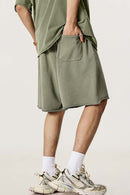 Rolled Hem Casual Shorts - Grayish Green