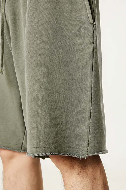 Rolled Hem Casual Shorts - Grayish Green