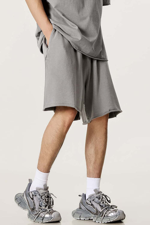 Rolled Hem Casual Shorts - Medium Gray