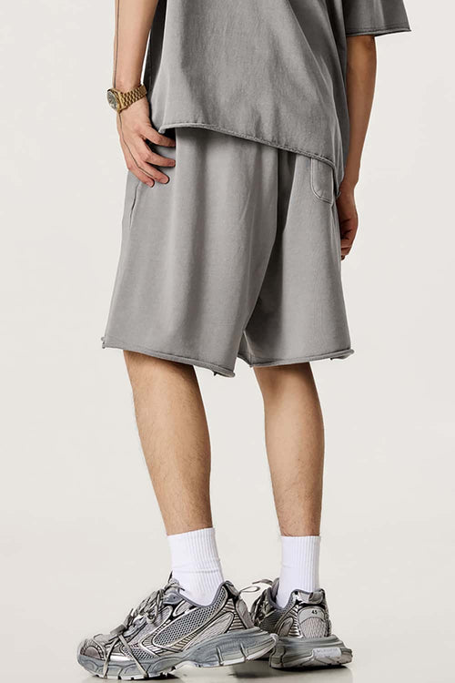 Rolled Hem Casual Shorts - Medium Gray