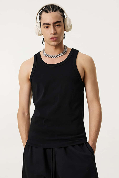 Men's Loose-Fit Active Muscle Tank - Black