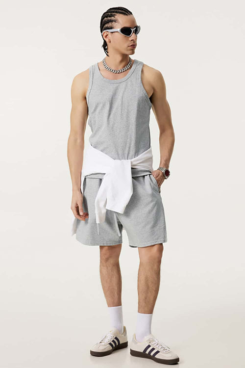 Men's Loose-Fit Active Muscle Tank - Flower Gray