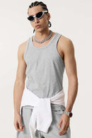 Men's Loose-Fit Active Muscle Tank - Flower Gray