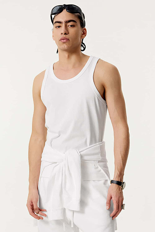 Men's Loose-Fit Active Muscle Tank - White