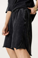 Washed Distressed Wax-Dyed Shorts - Vintage Black
