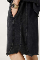 Washed Distressed Wax-Dyed Shorts - Vintage Black