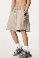Washed Distressed Wax-Dyed Shorts - Vintage Khaki