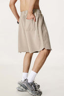 Washed Distressed Wax-Dyed Shorts - Vintage Khaki