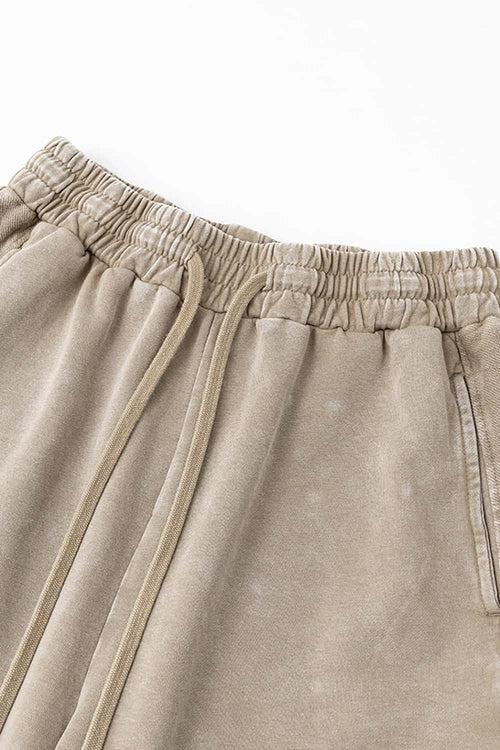 Washed Distressed Wax-Dyed Shorts - Vintage Khaki