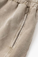 Washed Distressed Wax-Dyed Shorts - Vintage Khaki
