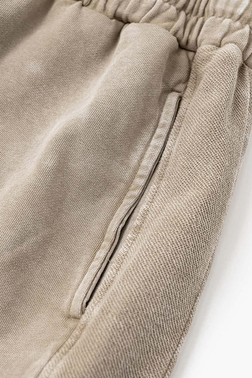 Washed Distressed Wax-Dyed Shorts - Vintage Khaki