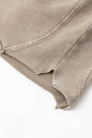 Washed Distressed Wax-Dyed Shorts - Vintage Khaki