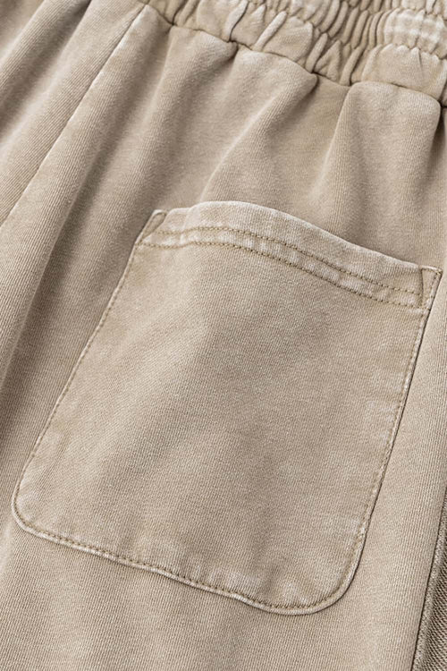 Washed Distressed Wax-Dyed Shorts - Vintage Khaki