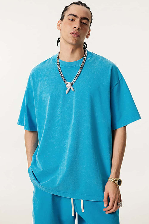 Wax-Dyed Vintage Short Sleeve Tee - Vintage Blue