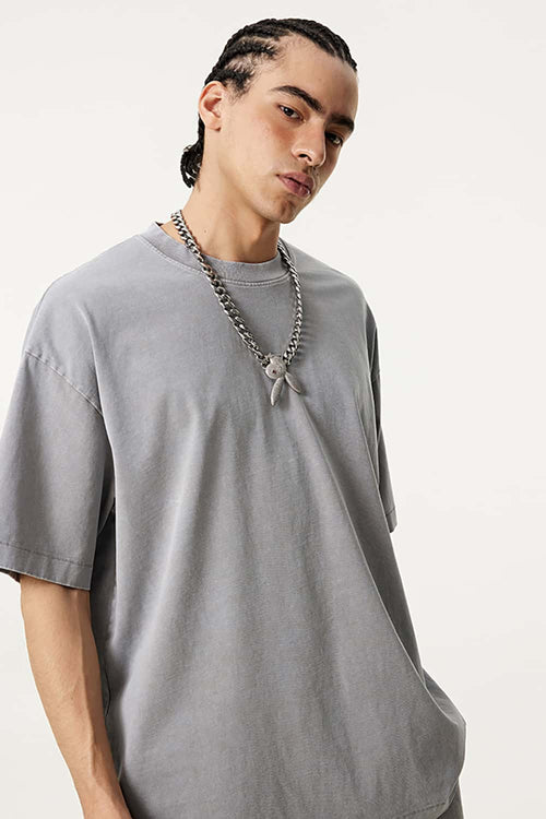 Wax-Dyed Vintage Short Sleeve Tee - Vintage Medium Gray