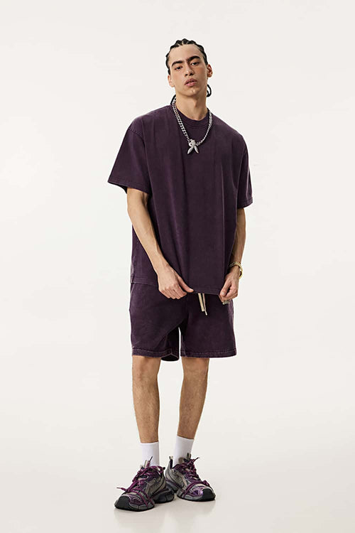 Wax-Dyed Vintage Short Sleeve Tee - Vintage Purple