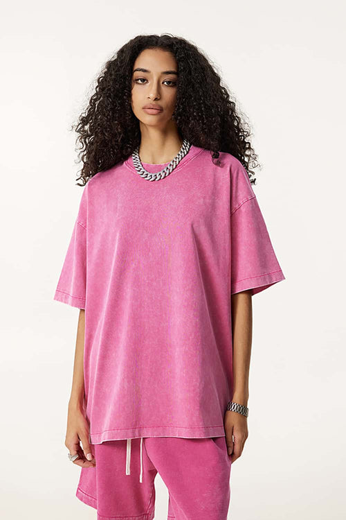 Wax-Dyed Vintage Short Sleeve Tee - Vintage Rose Pink