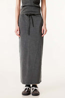 Women's High-Waisted A-Line Maxi Skirt - Dark Gray