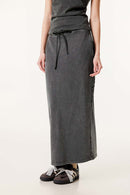 Women's High-Waisted A-Line Maxi Skirt - Dark Gray