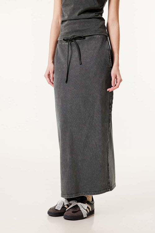 Women's High-Waisted A-Line Maxi Skirt - Dark Gray