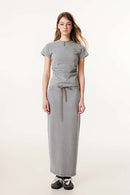 Women's High-Waisted A-Line Maxi Skirt - Medium Gray