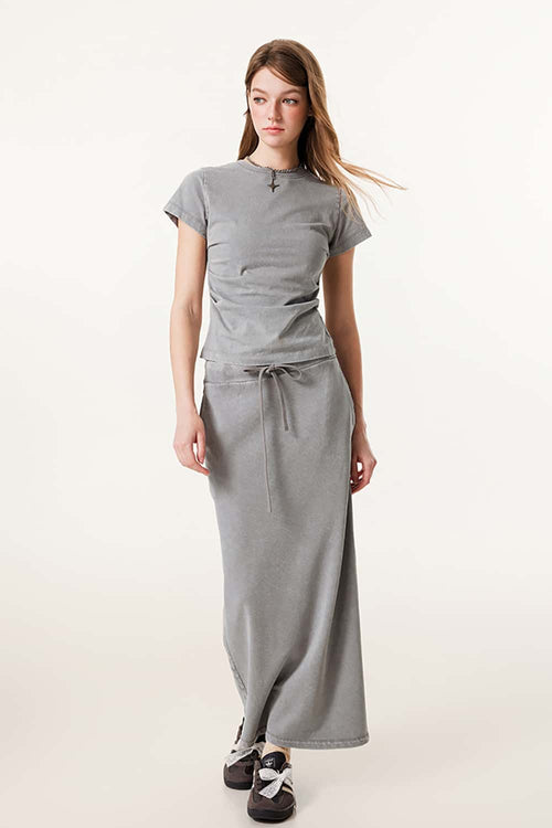 Women's High-Waisted A-Line Maxi Skirt - Medium Gray