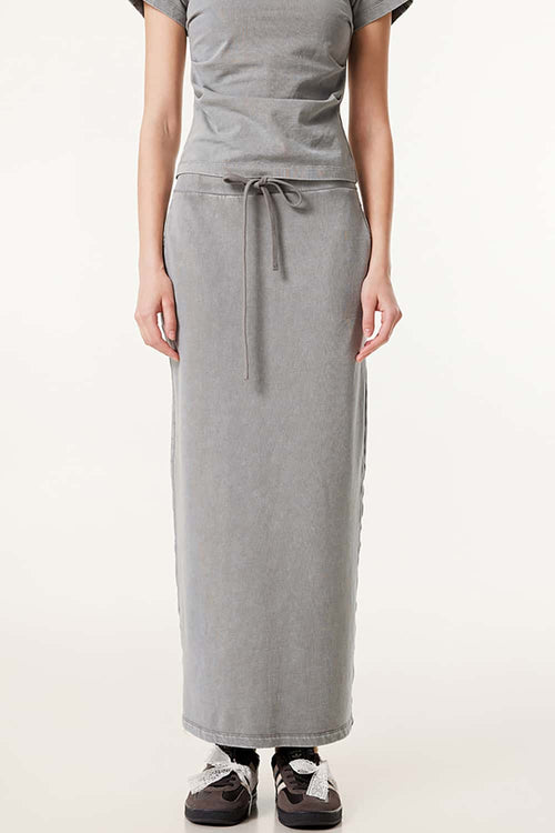Women's High-Waisted A-Line Maxi Skirt - Medium Gray