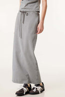 Women's High-Waisted A-Line Maxi Skirt - Medium Gray
