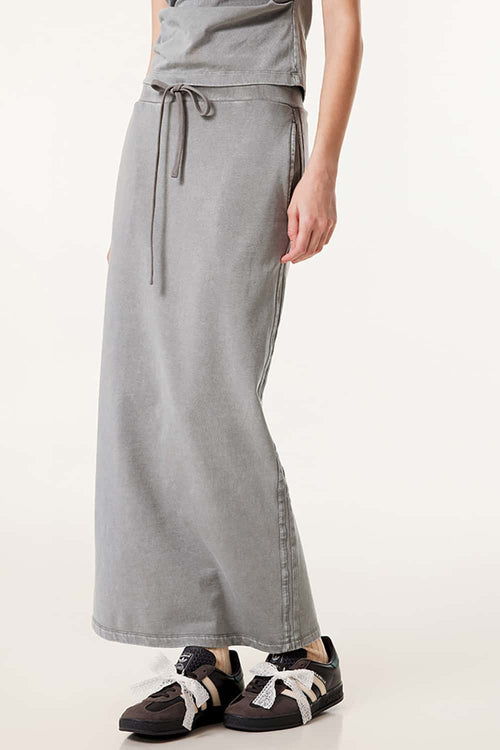 Women's High-Waisted A-Line Maxi Skirt - Medium Gray