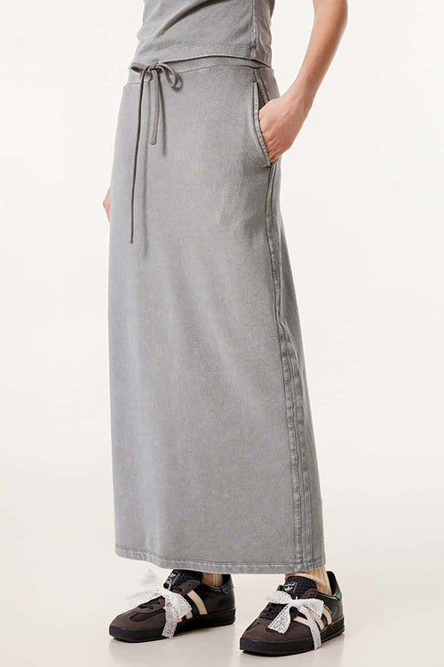 Women's High-Waisted A-Line Maxi Skirt - Medium Gray