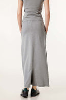 Women's High-Waisted A-Line Maxi Skirt - Medium Gray