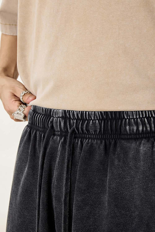 Spliced Contrast Casual Shorts - Black And Khaki