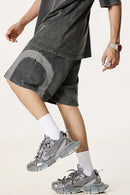 Spliced Contrast Casual Shorts - Dark Gray And Medium Gray