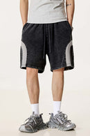Spliced Contrast Casual Shorts - Medium Gray And Black
