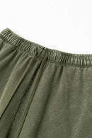 Spliced Contrast Casual Shorts - Military Green And Khaki