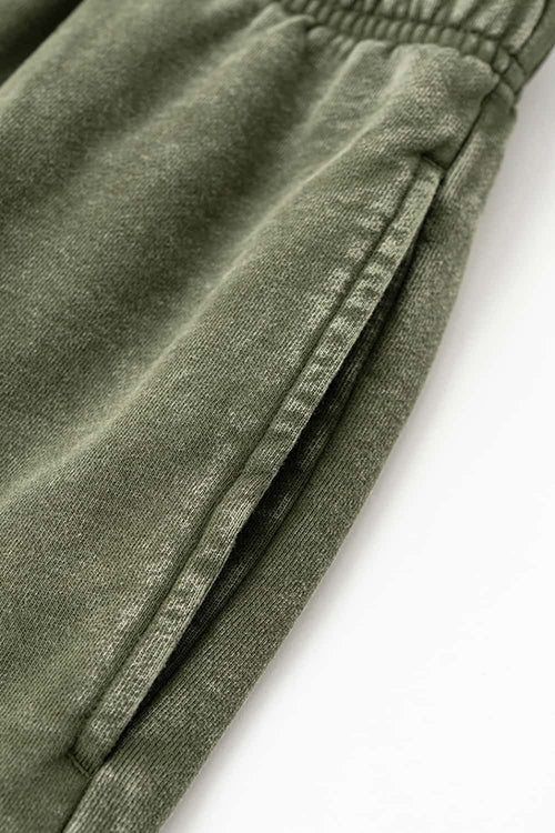 Spliced Contrast Casual Shorts - Military Green And Khaki