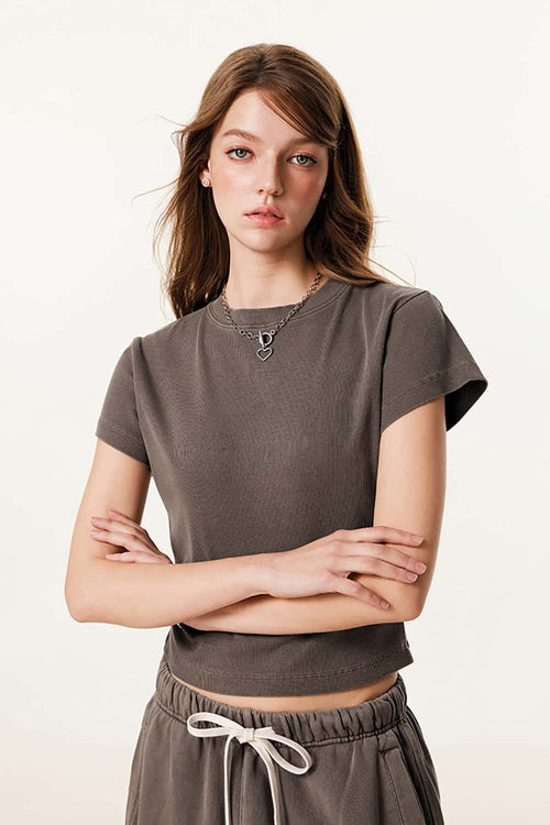 Classic Slim-Fit Crewneck Tee - Coffee