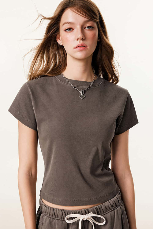 Classic Slim-Fit Crewneck Tee - Coffee