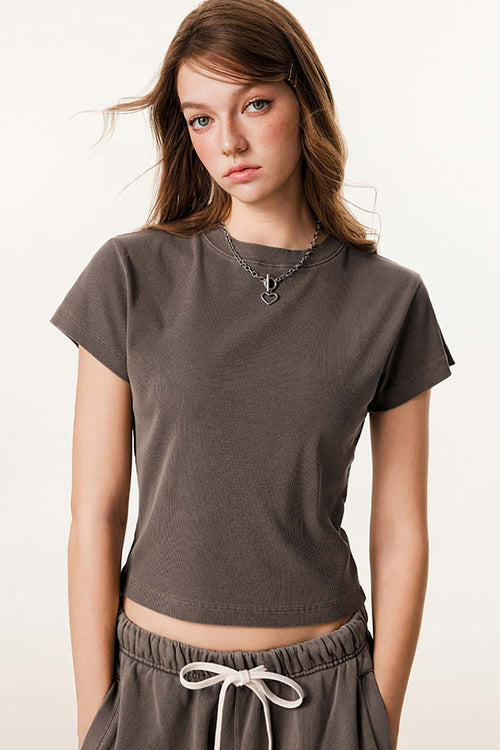 Classic Slim-Fit Crewneck Tee - Coffee