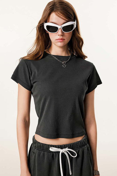 Classic Slim-Fit Crewneck Tee - Dark Gray
