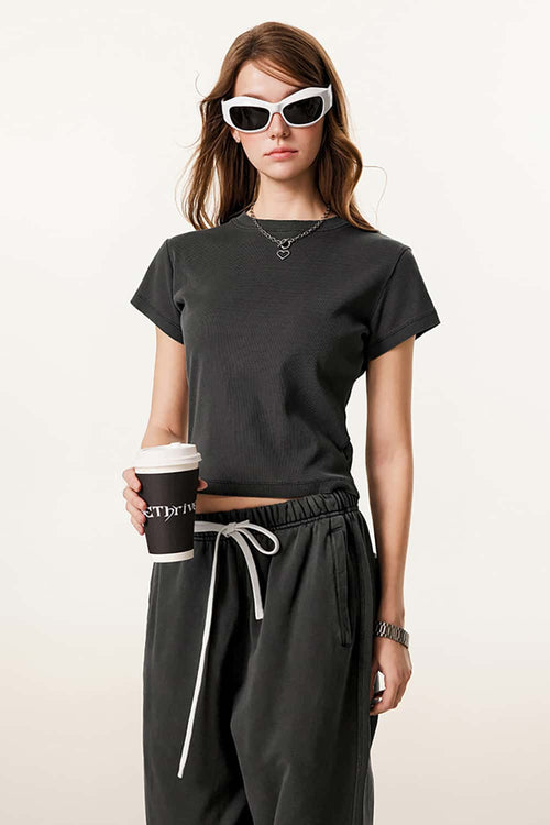 Classic Slim-Fit Crewneck Tee - Dark Gray