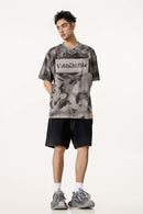Distressed Tie-Dye Cotton Tee - Gray